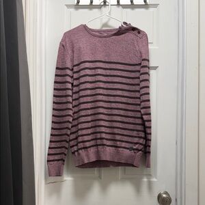 Elegant Striped Sweater in Purple and Black